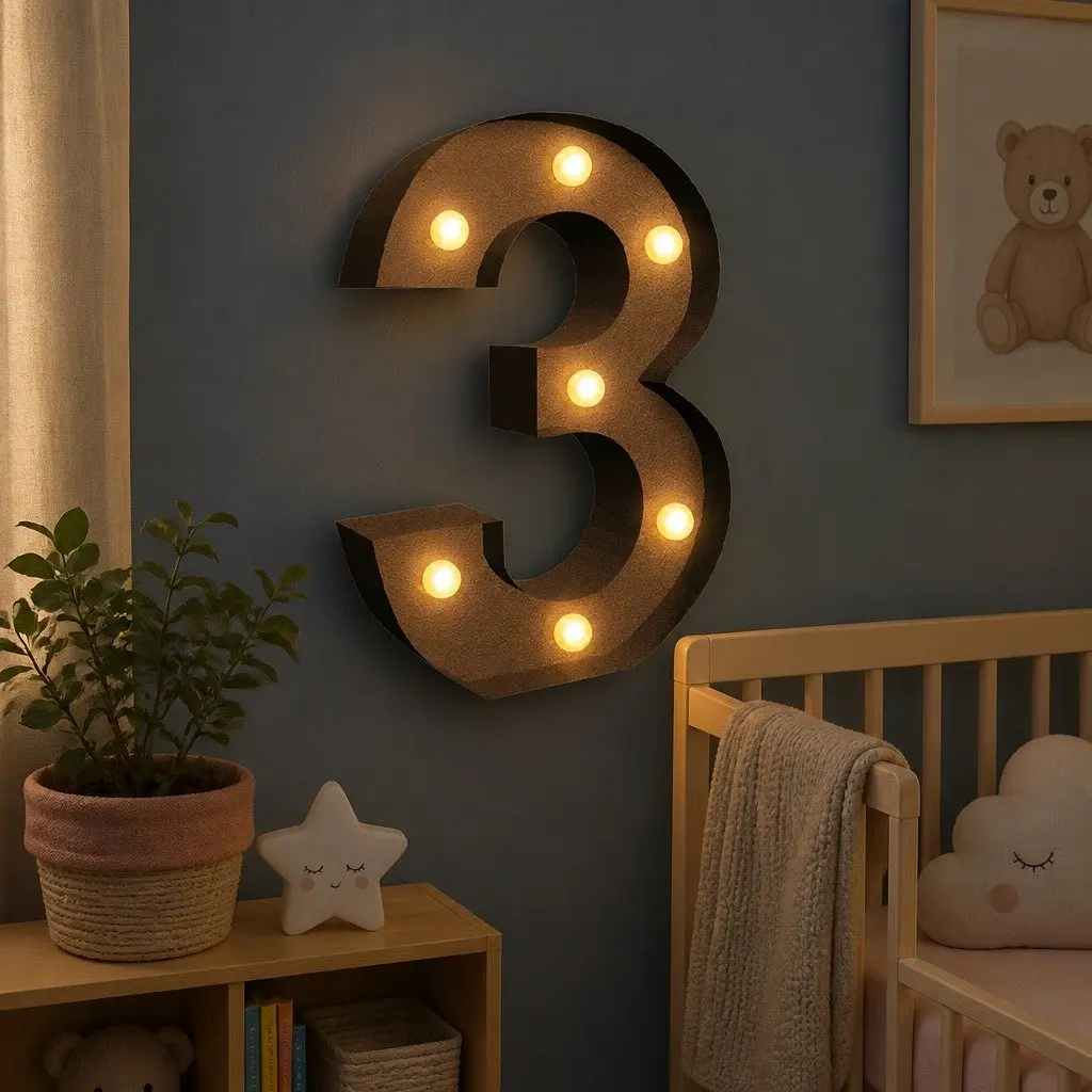 LED Metal Letter Number Lights Free Standing Home Decoration Size Options
