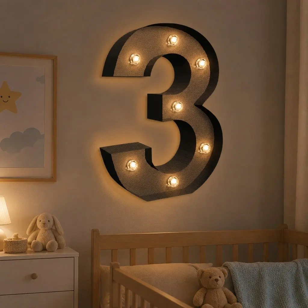 LED Metal Letter Number Lights Free Standing Home Decoration Size Options