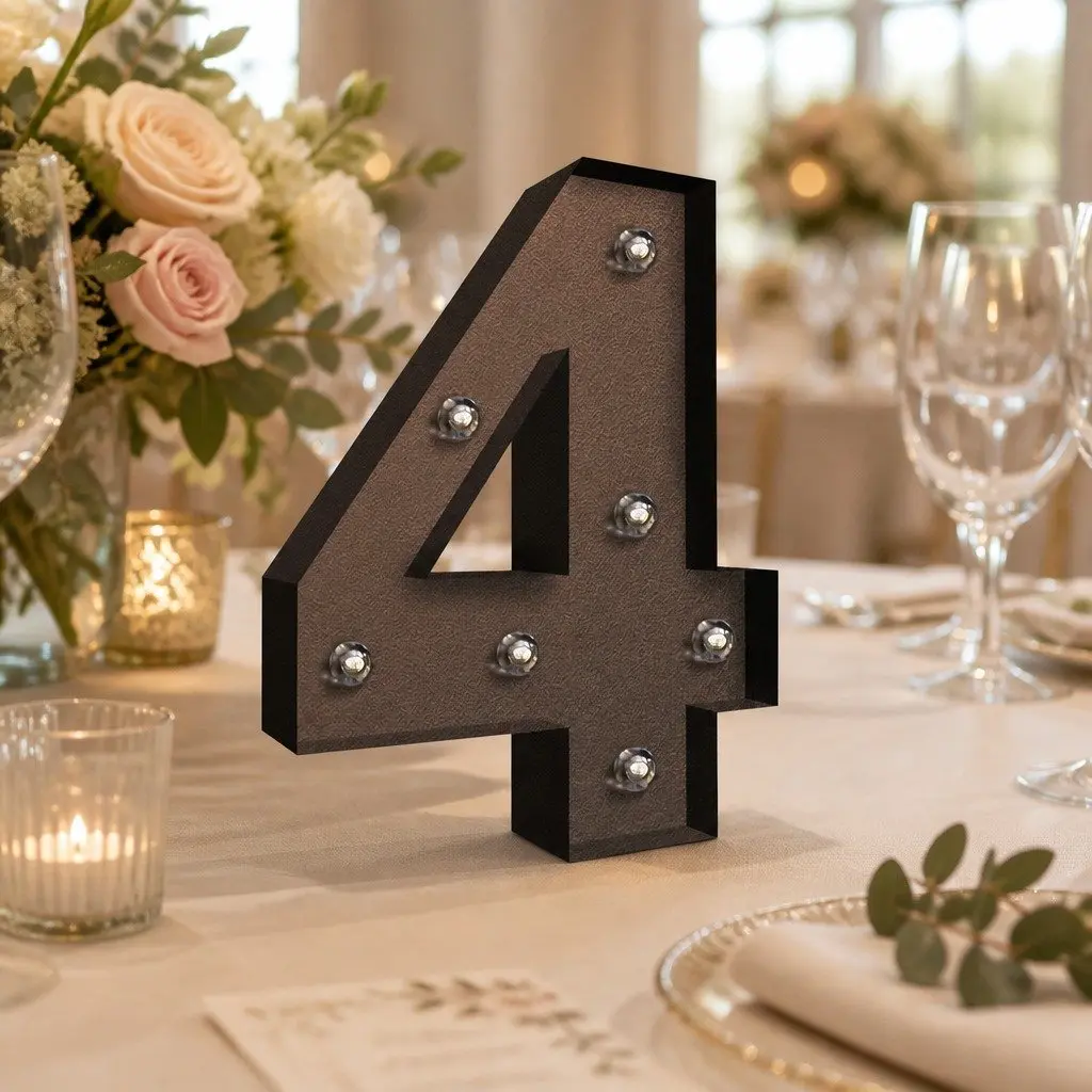 LED Metal Number Light Free Standing Marquee Style Party Wedding Decoration