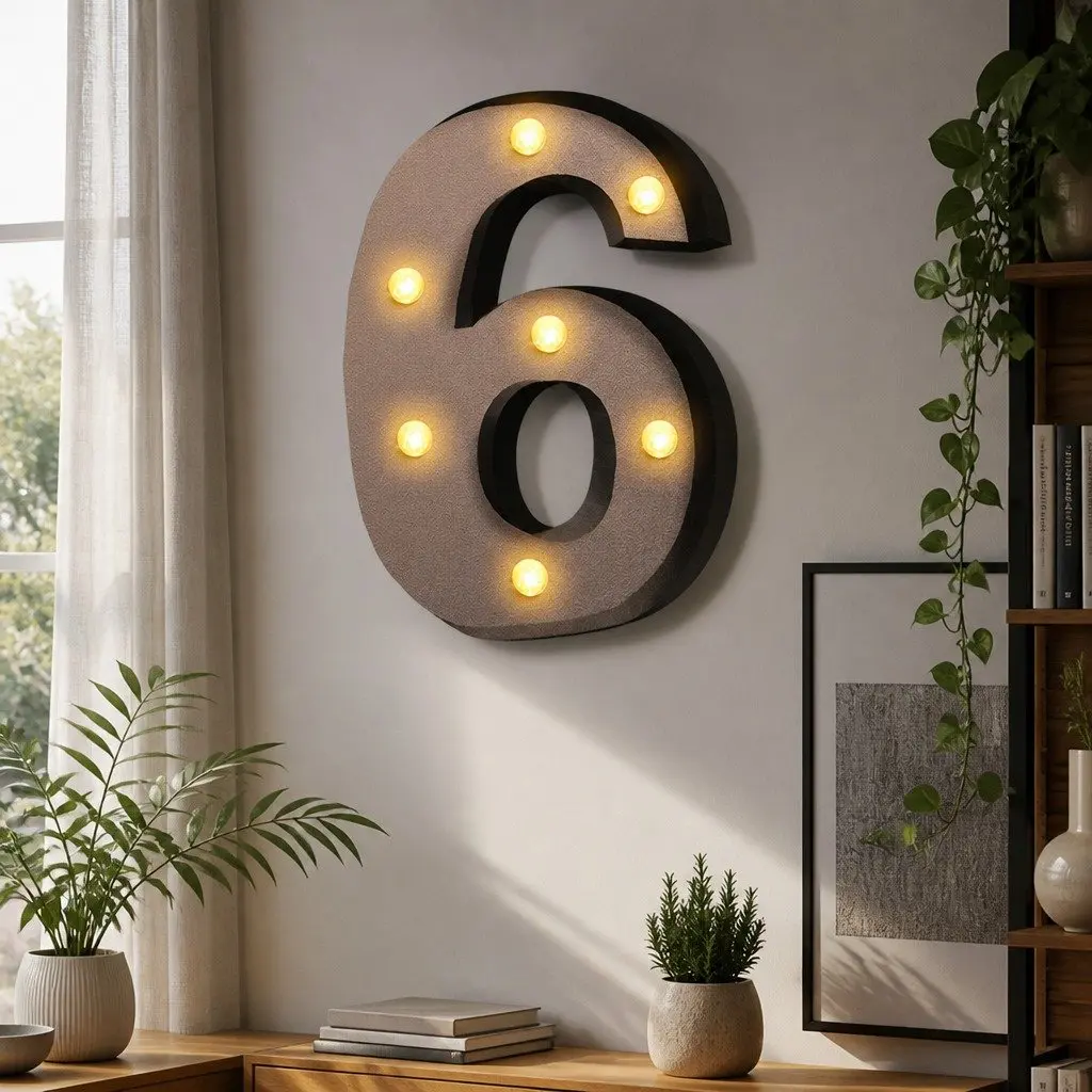 LED Metal Number Lights Free Standing Display Home Party Wedding Decor