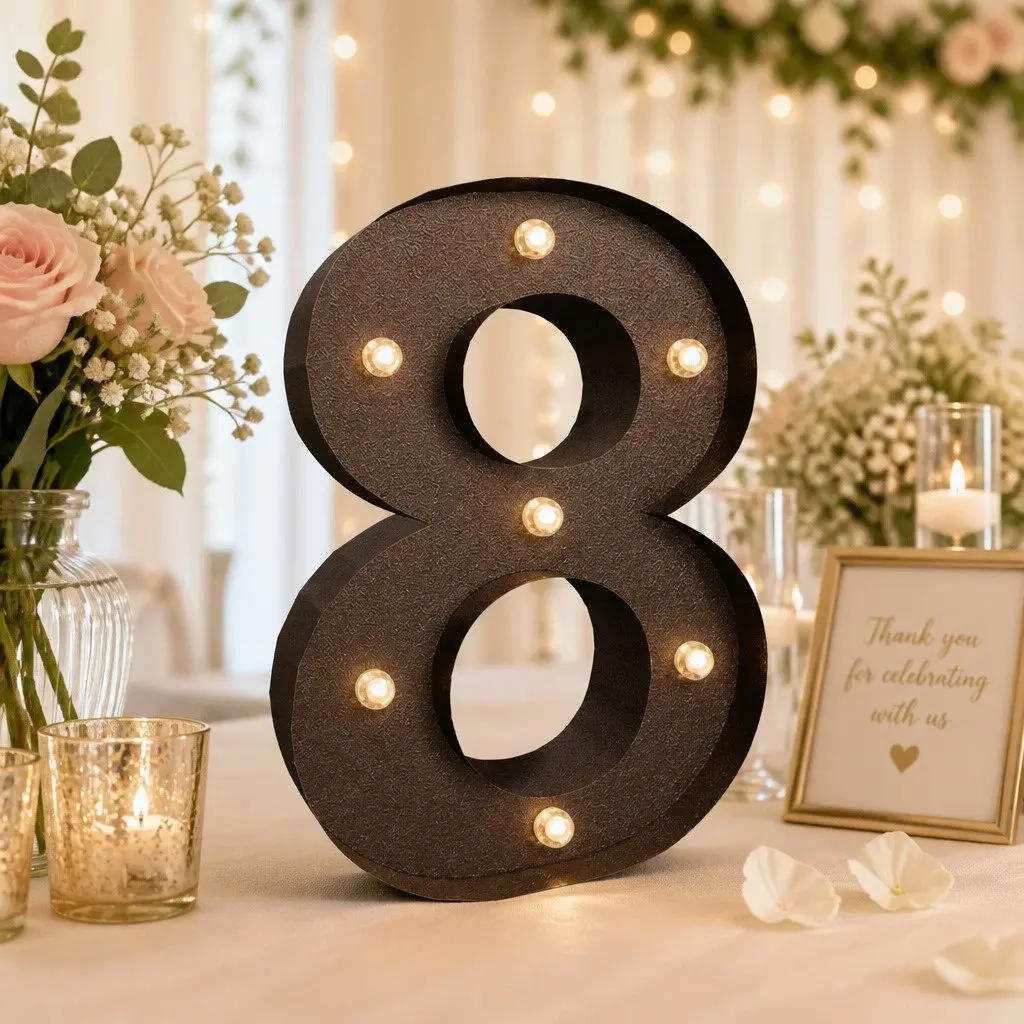 LED Number Light Free Standing Metal Marquee Home Decoration Warm Glow