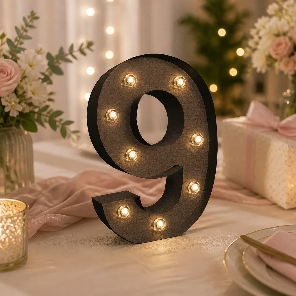 LED Metal Letter Number Light Home Party Wedding Decor Free Standing