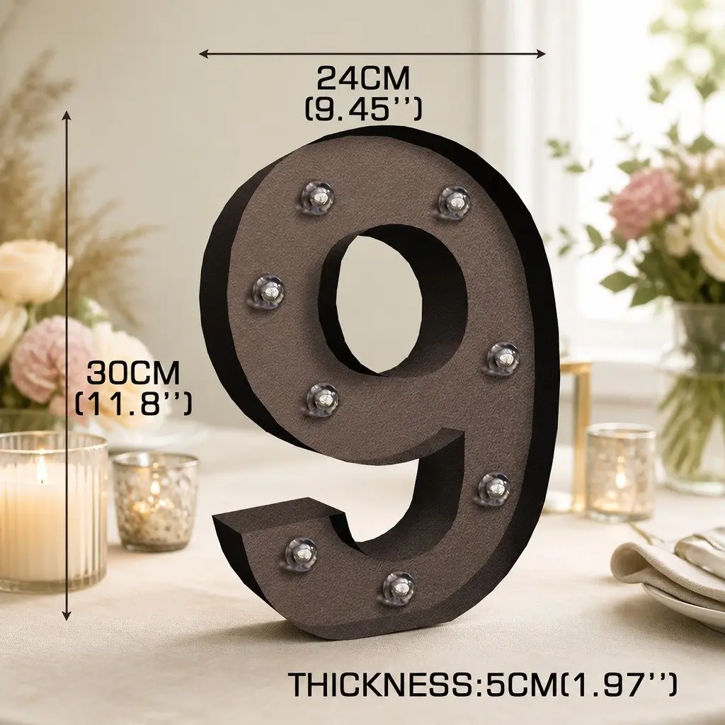 LED Metal Letter Number Light Home Party Wedding Decor Free Standing