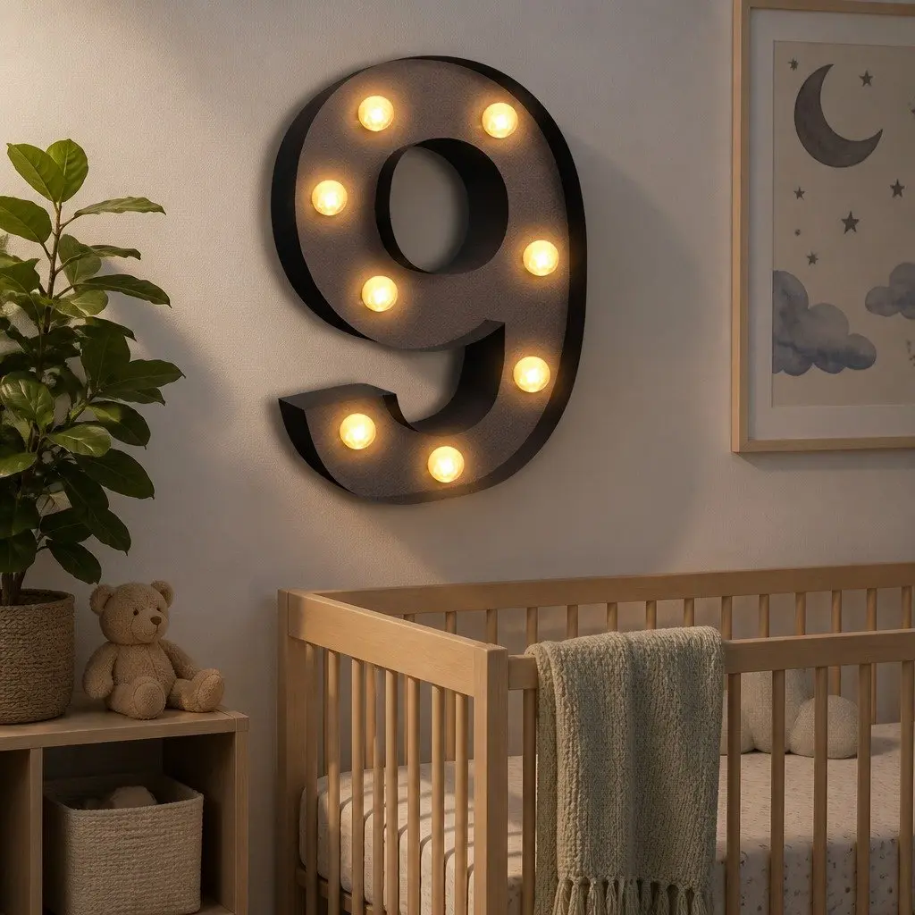 LED Metal Letter Number Light Home Party Wedding Decor Free Standing