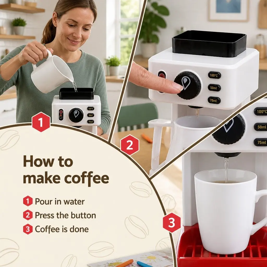 Kids Pretend Play Coffee Shop Set with Coffee Maker Multicolour