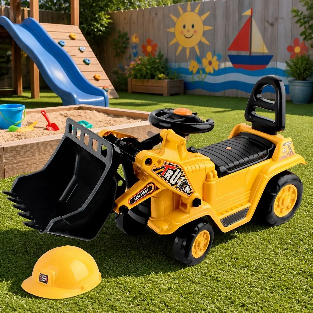 Ride On Car Kids Excavator Toy Yellow Digger Construction Play 80 x 26.5 x 40 cm