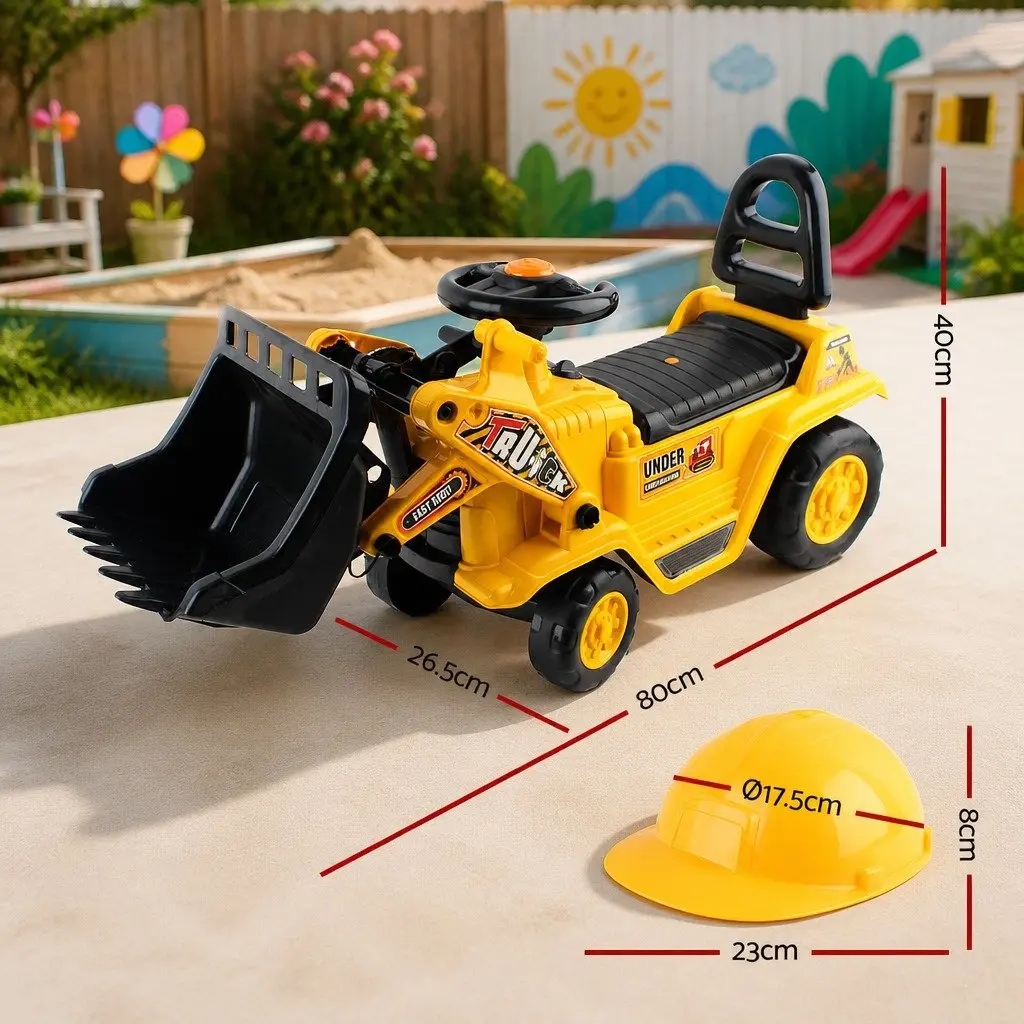Ride On Car Kids Excavator Toy Yellow Digger Construction Play 80 x 26.5 x 40 cm
