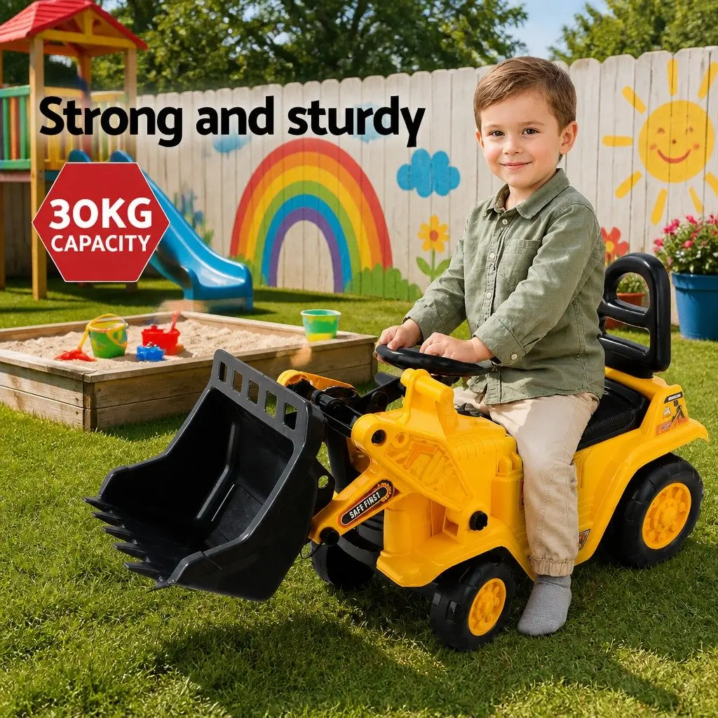 Ride On Car Kids Excavator Toy Yellow Digger Construction Play 80 x 26.5 x 40 cm