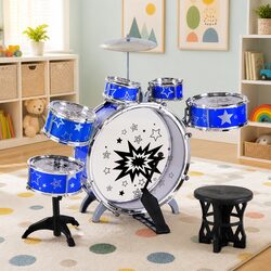 11-Piece Kids Drum Set in Blue - Safe and Fun