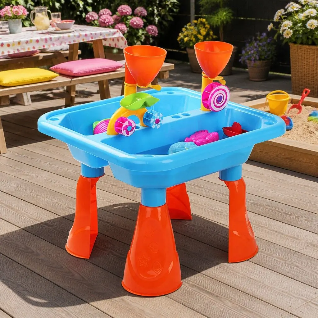 Kids Sand and Water Table Outdoor Play Set for Toddlers 48x48x36cm Multi-Coloured