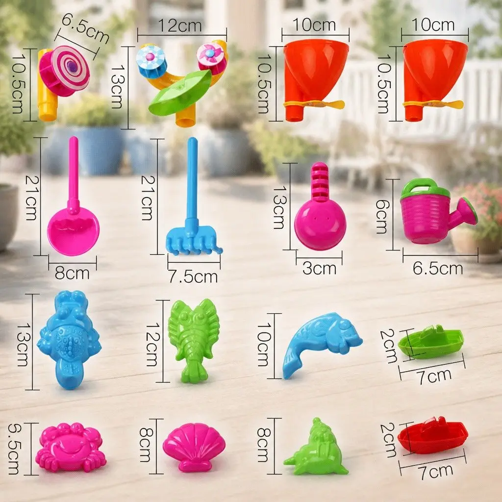 Kids Sand and Water Table Outdoor Play Set for Toddlers 48x48x36cm Multi-Coloured