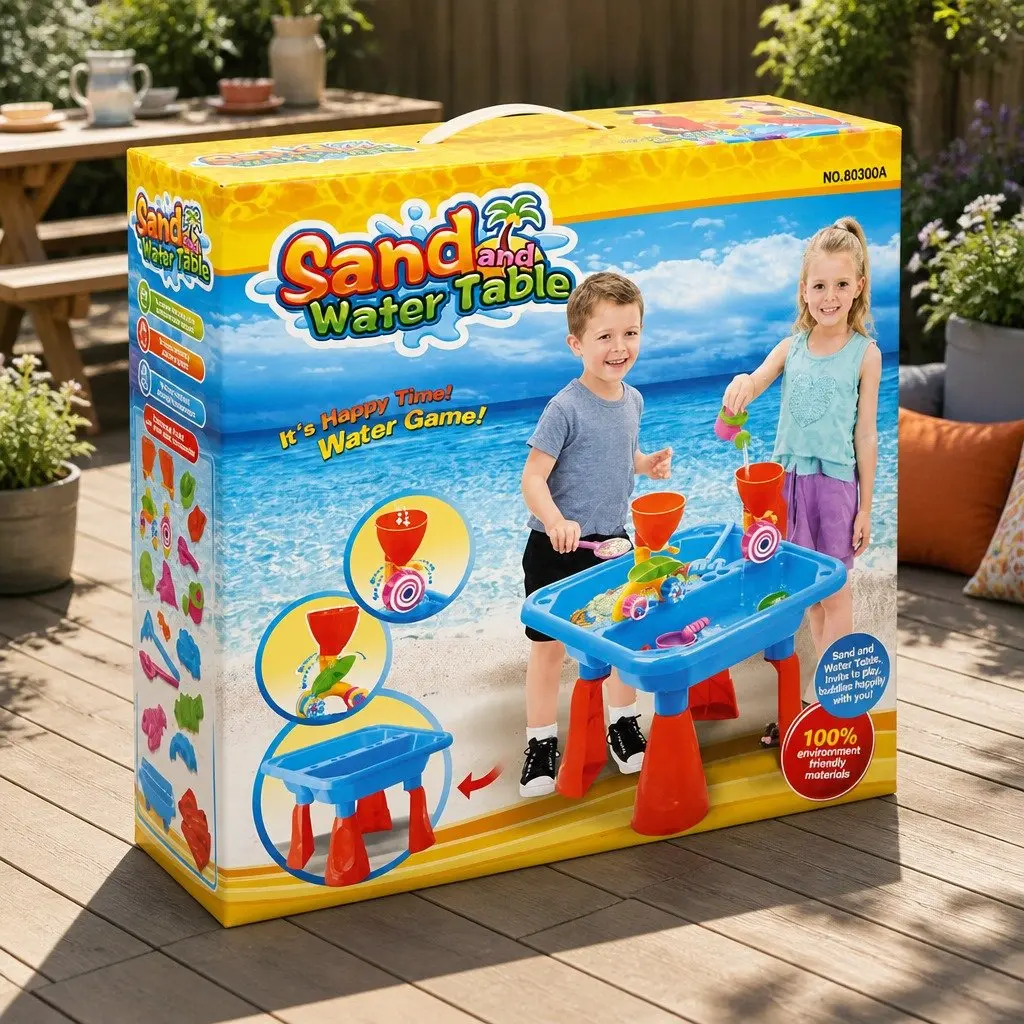 Kids Sand and Water Table Outdoor Play Set for Toddlers 48x48x36cm Multi-Coloured