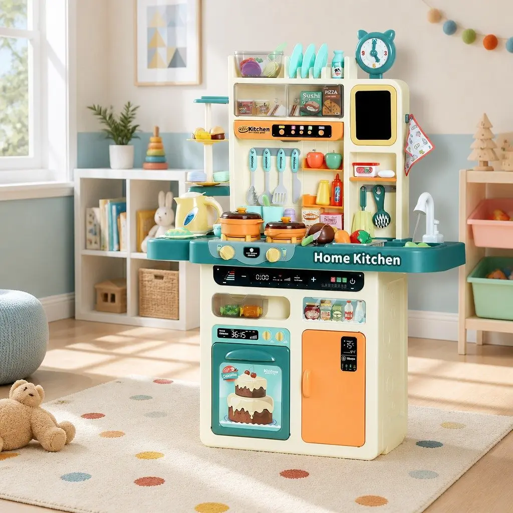 Kids Pretend Play Kitchen Set Cooking Toys 73 Piece Multicoloured