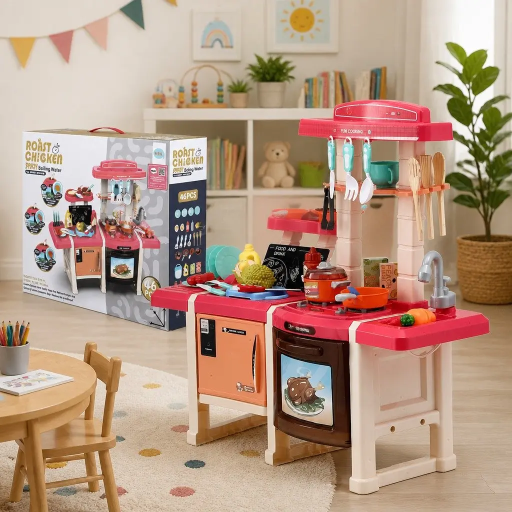 Pretend Play Kitchen Set Cooking Toys 52cm Multicolour