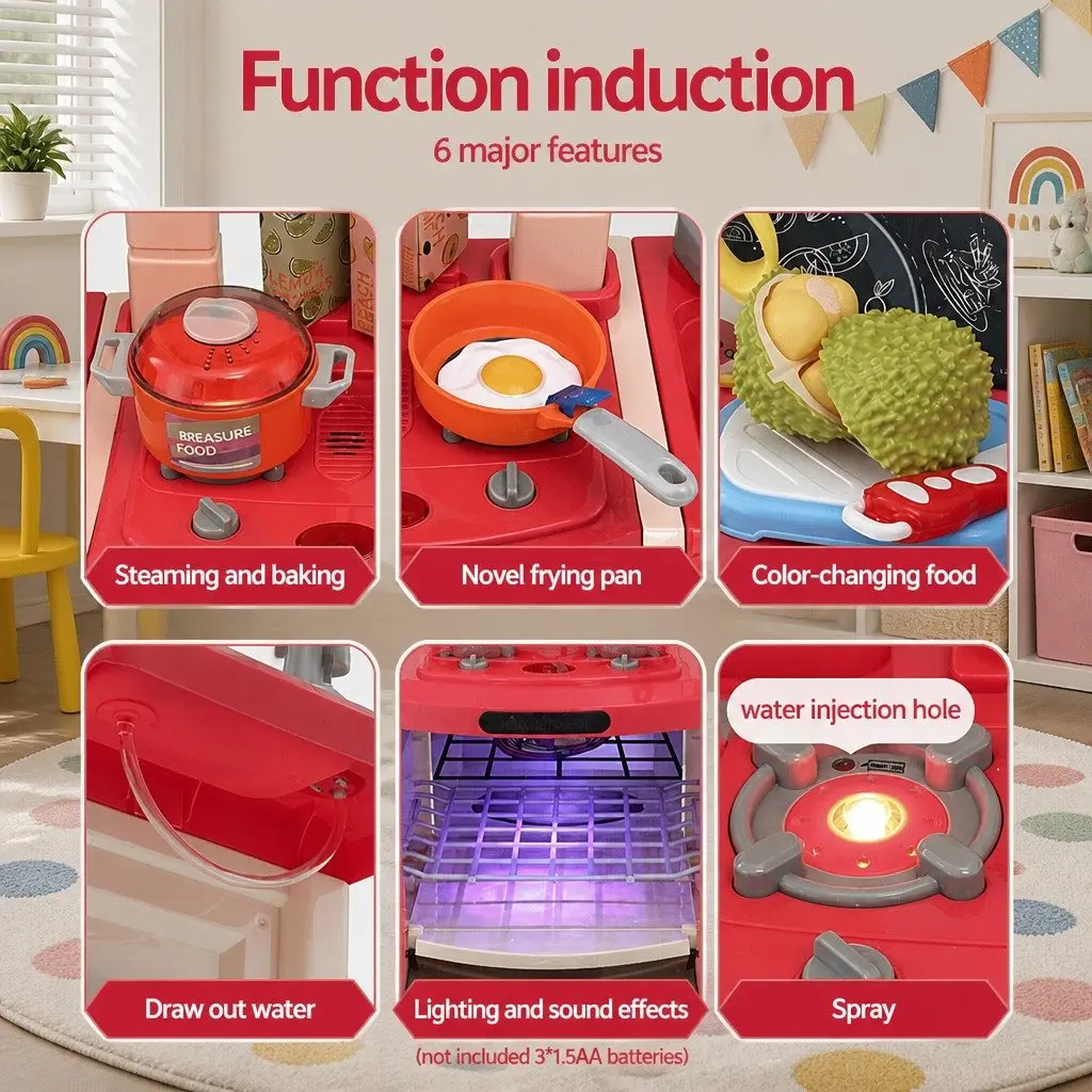 Pretend Play Kitchen Set Cooking Toys 52cm Multicolour