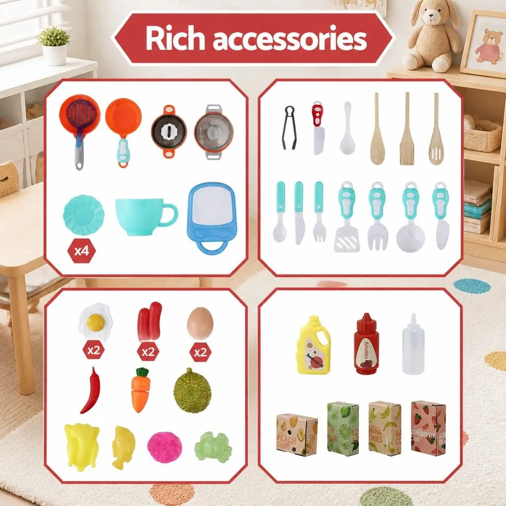 Pretend Play Kitchen Set Cooking Toys 52cm Multicolour