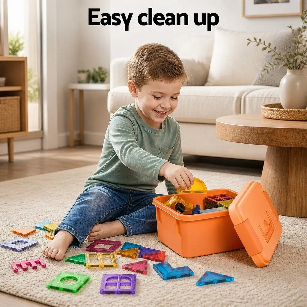 Magnetic Tiles Building Blocks Set 120 Piece Kids STEM Educational Toy Red Yellow Green