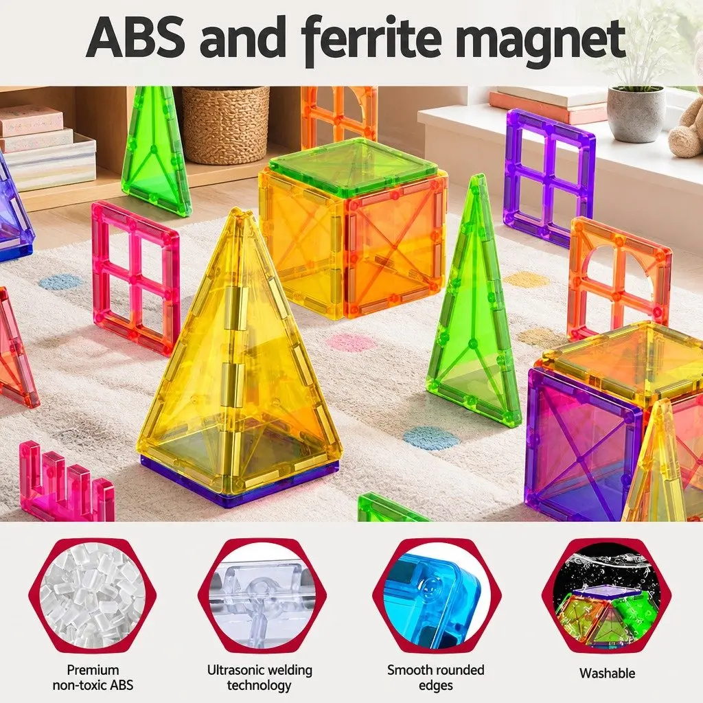 Magnetic Tiles Building Toys Educational Construction Set 60 Piece Red Yellow Green