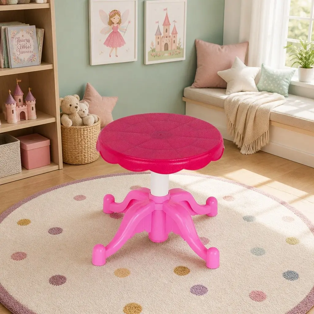 Kids Pretend Play Makeup Dressing Table Set with Chair Pink