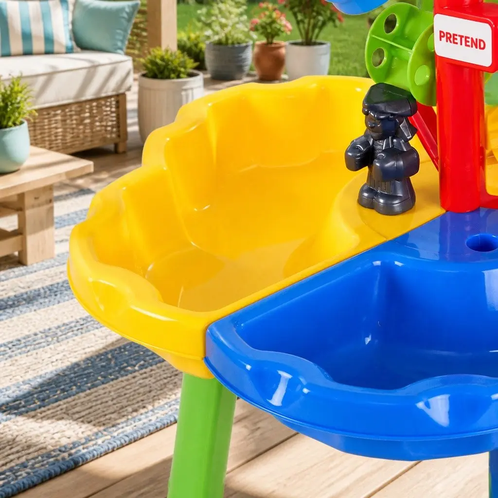 Kids Sand Water Table Outdoor Play Set Blue 53cm x 53cm x 72cm