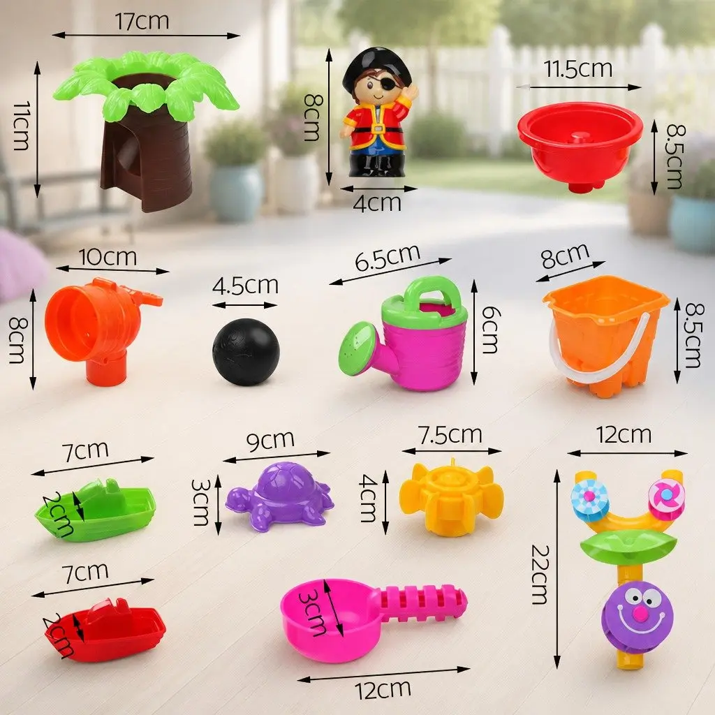 Sand Water Table Pirate Ship Play Set Outdoor Backyard Multi-coloured 60 x 38 x 28-58 cm