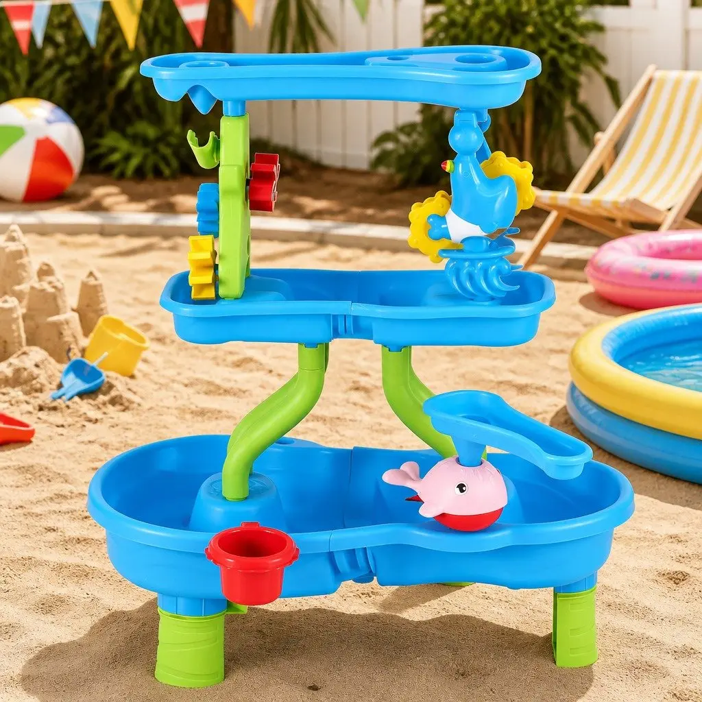 Kids Sand and Water Table Play Set 4-Tier Waterfall Multicolour