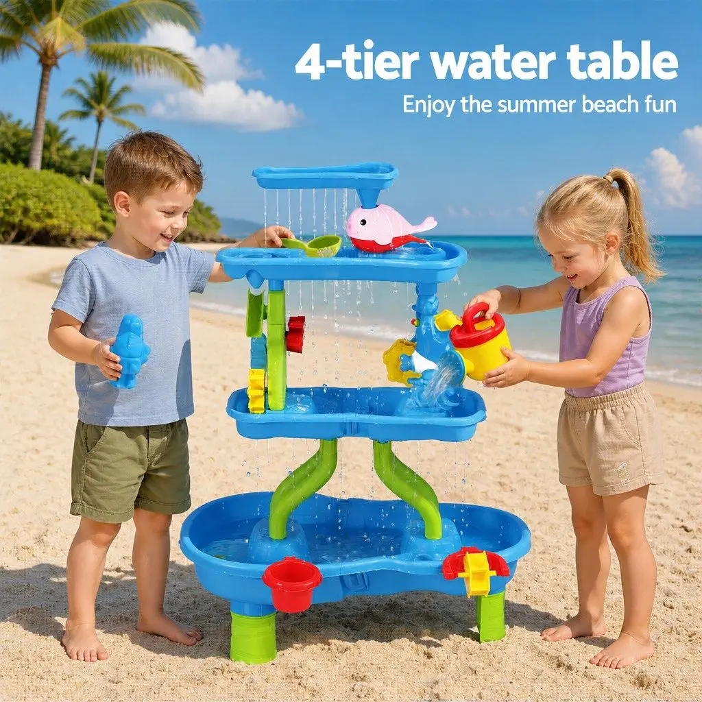 Kids Sand and Water Table Play Set 4-Tier Waterfall Multicolour