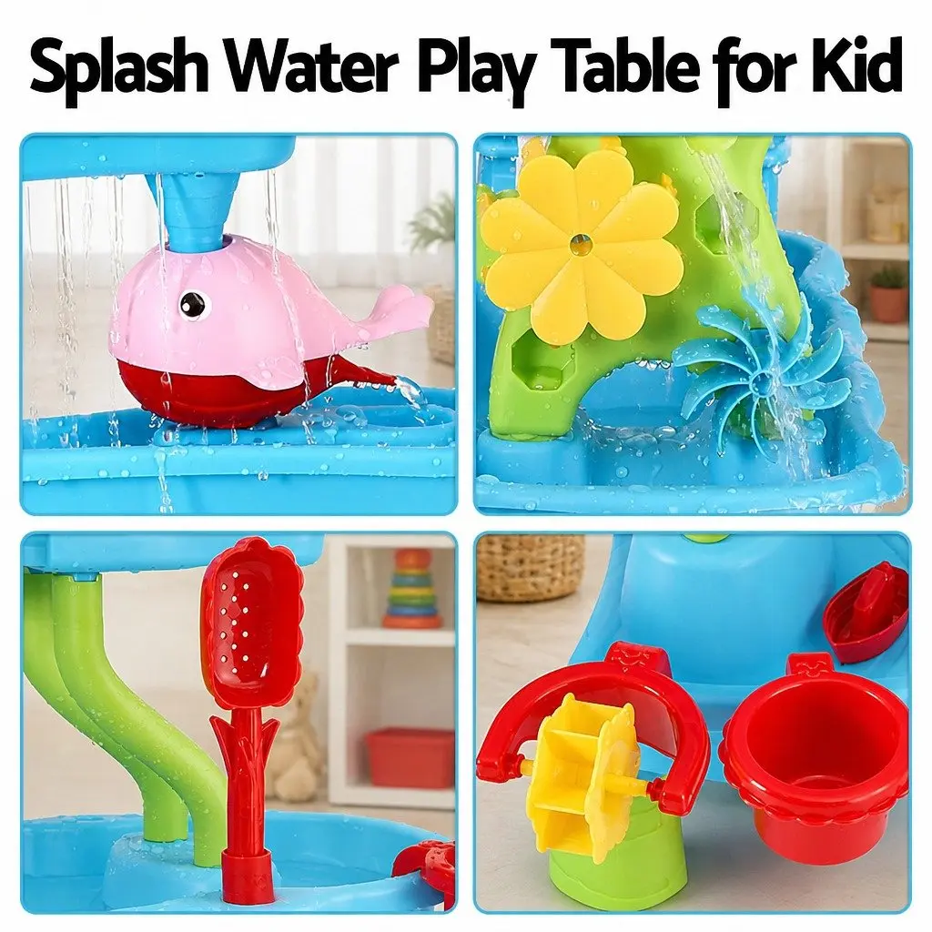 Kids Sand and Water Table Play Set 4-Tier Waterfall Multicolour