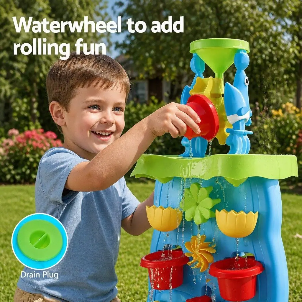 Kids Sand and Water Table Outdoor Play Set Multicolour 43cm L x 34cm W x 92cm H