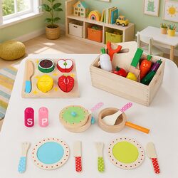 Wooden Kitchen Play Set for Kids: Practical and Fun
