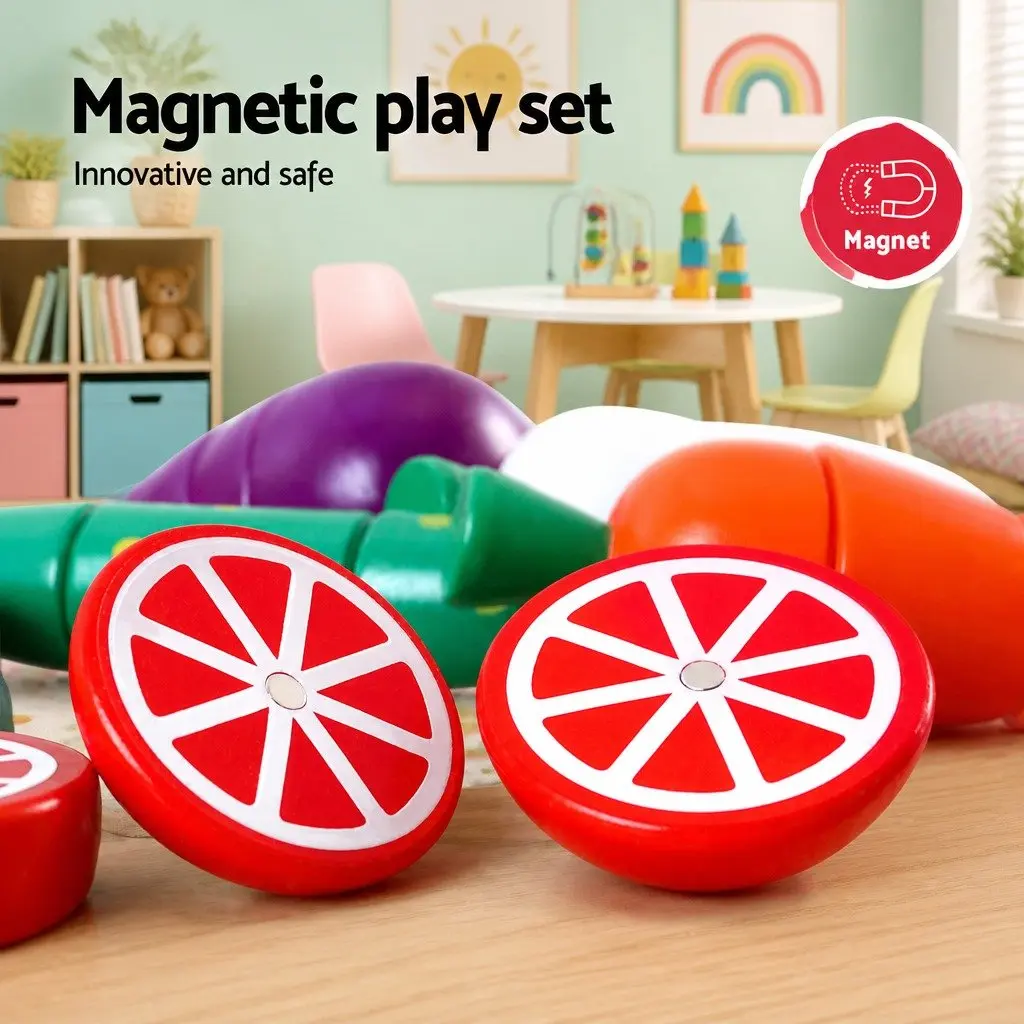 Kids Wooden Kitchen Play Set Pretend Cooking Toys 29-Piece Food Utensils Pots