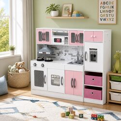 Reliable Kids Wooden Kitchen Set - 2-Piece Pink Design