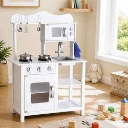 Warm and Practical Wooden Kids Kitchen Play Set