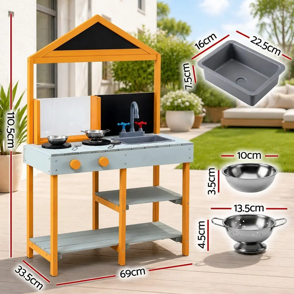 Kids Kitchen Playset Outdoor Pretend Cooking 110cm Multicolored
