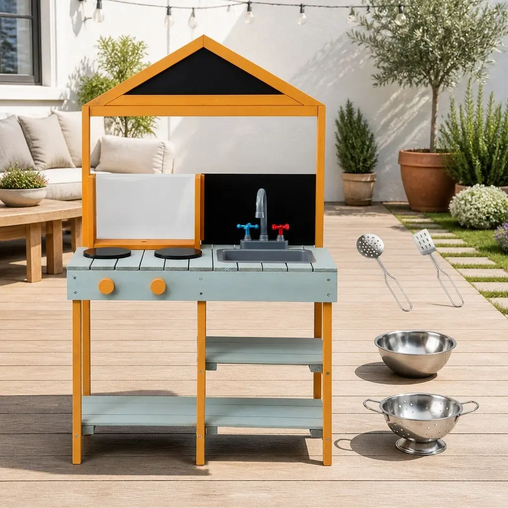 Kids Kitchen Playset Outdoor Pretend Cooking 110cm Multicolored