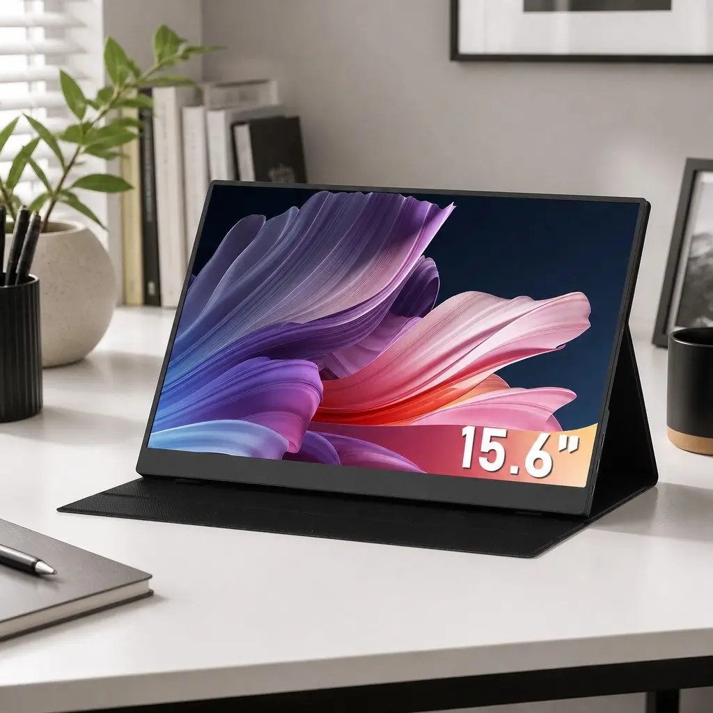 15.6 Inch Portable Monitor FHD 1080P IPS Screen Display for Gaming and Work Black