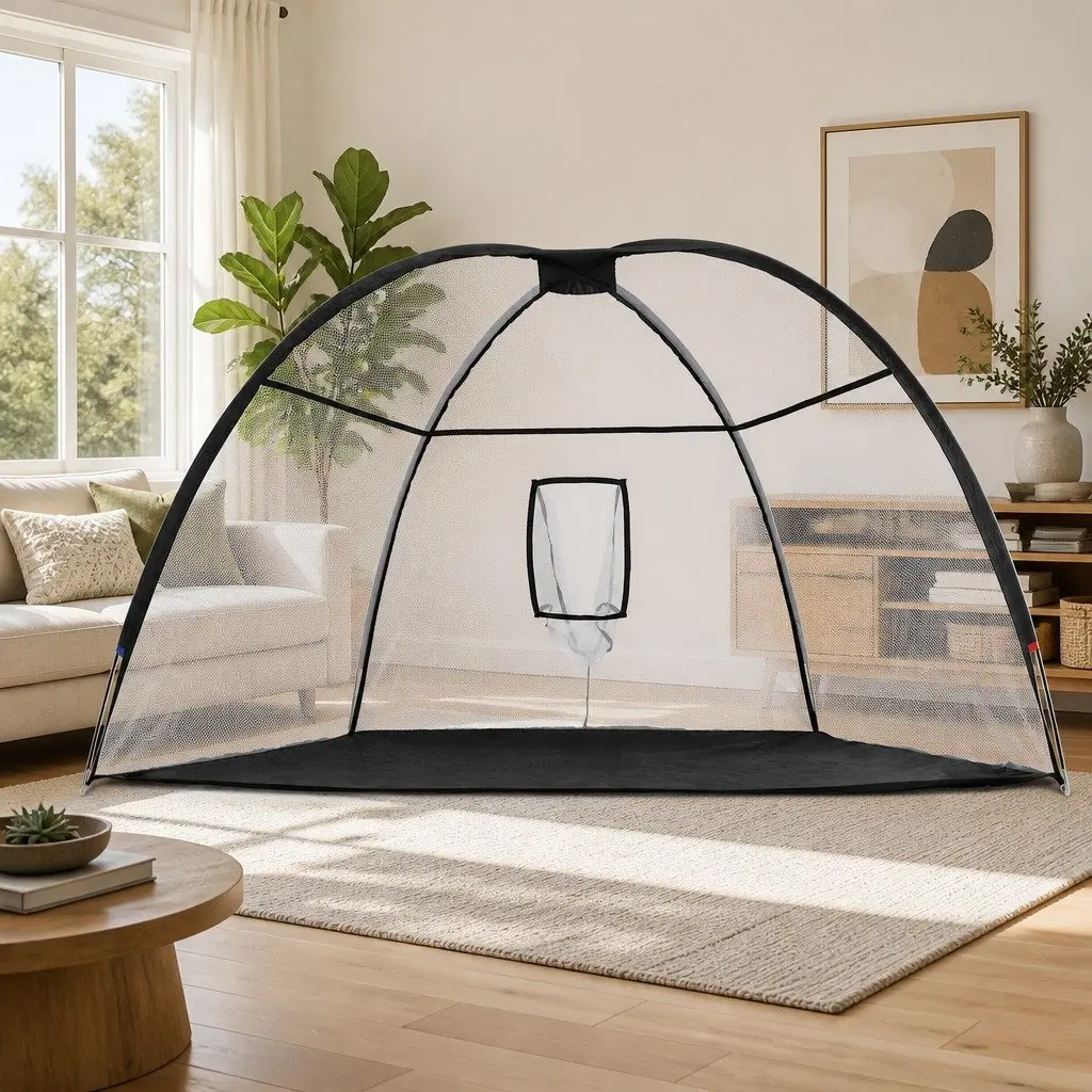 Golf Practice Net 3.5m Portable Training Aid Driving Target Tent Black Outdoor