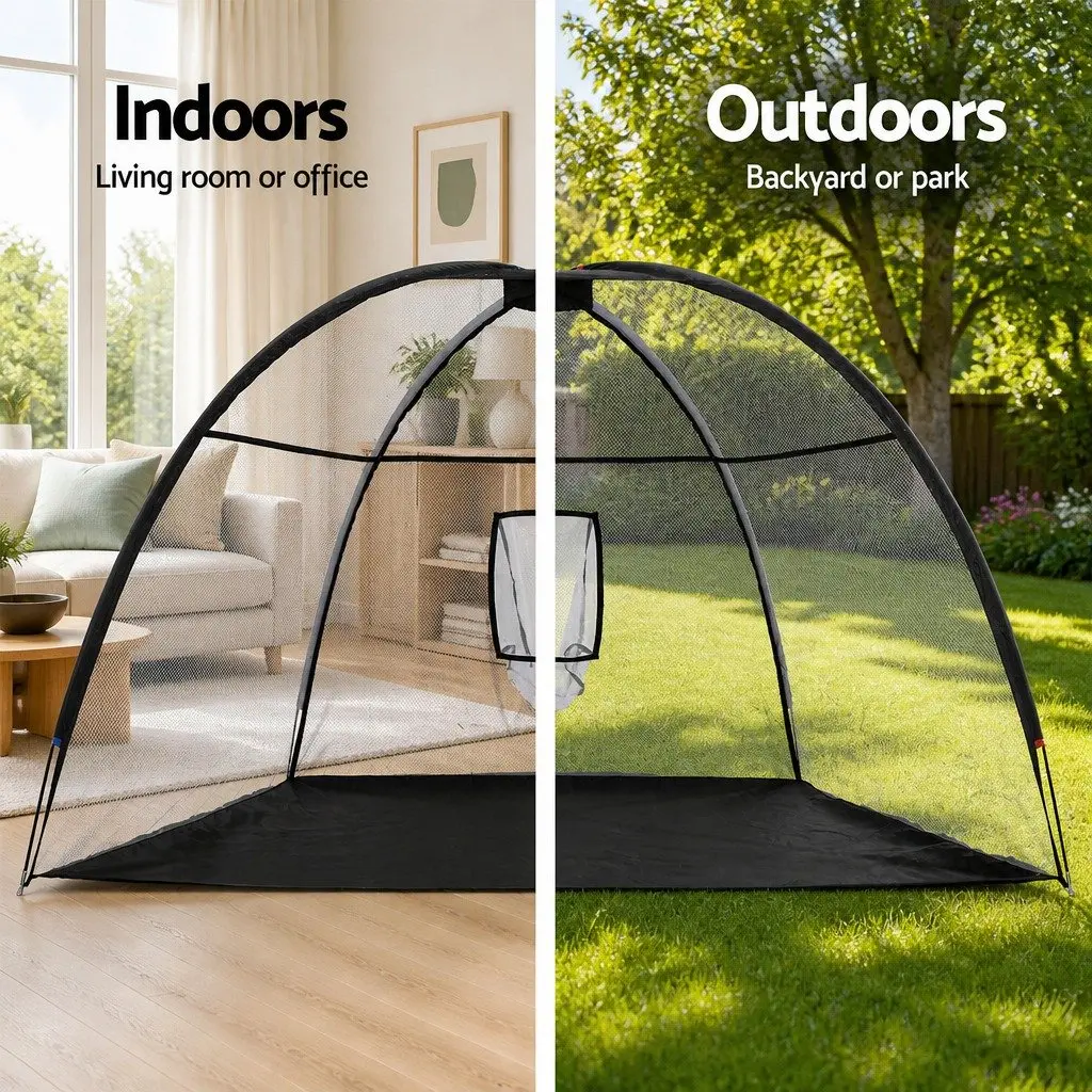 Golf Practice Net 3.5m Portable Training Aid Driving Target Tent Black Outdoor