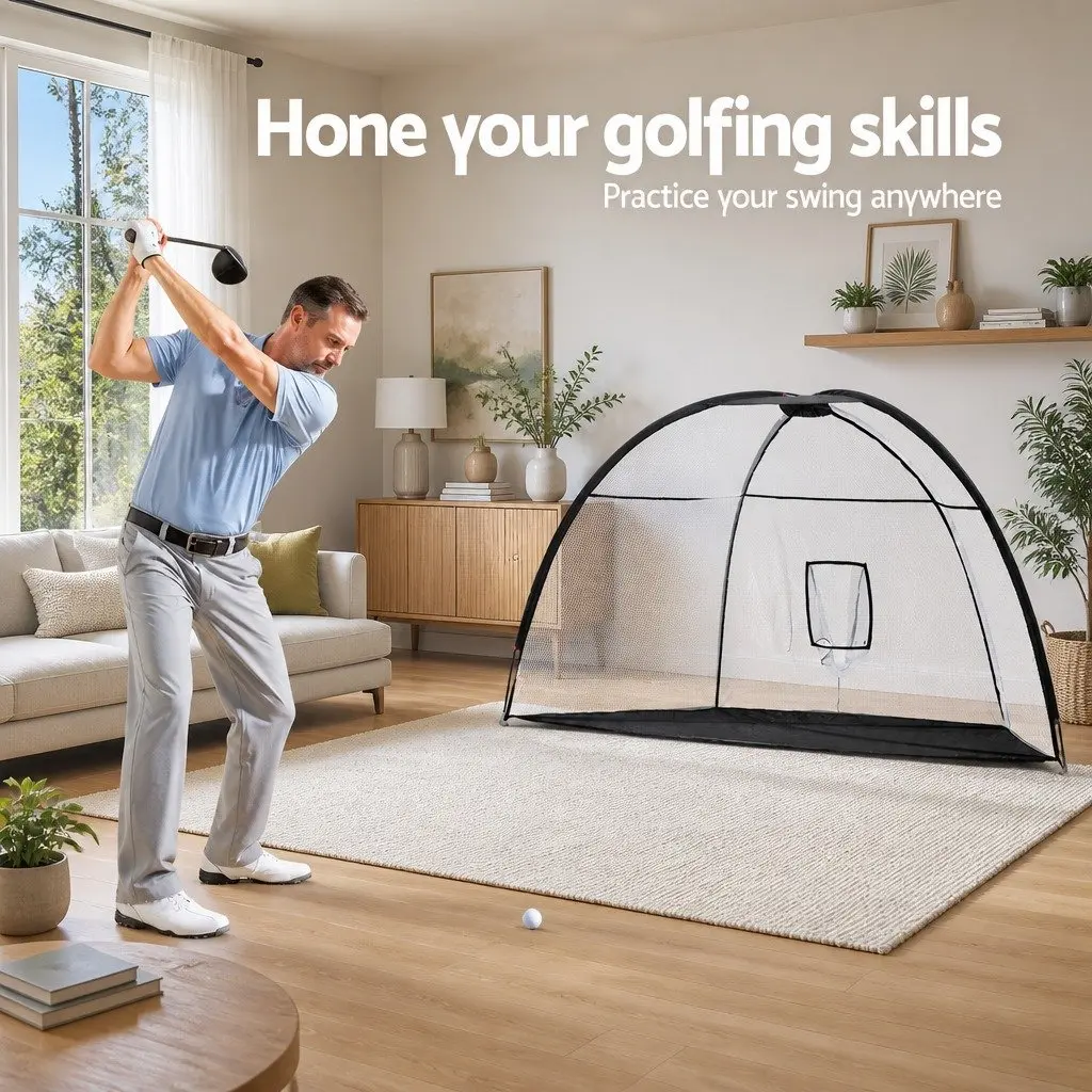 Golf Practice Net 3.5m Portable Training Aid Driving Target Tent Black Outdoor
