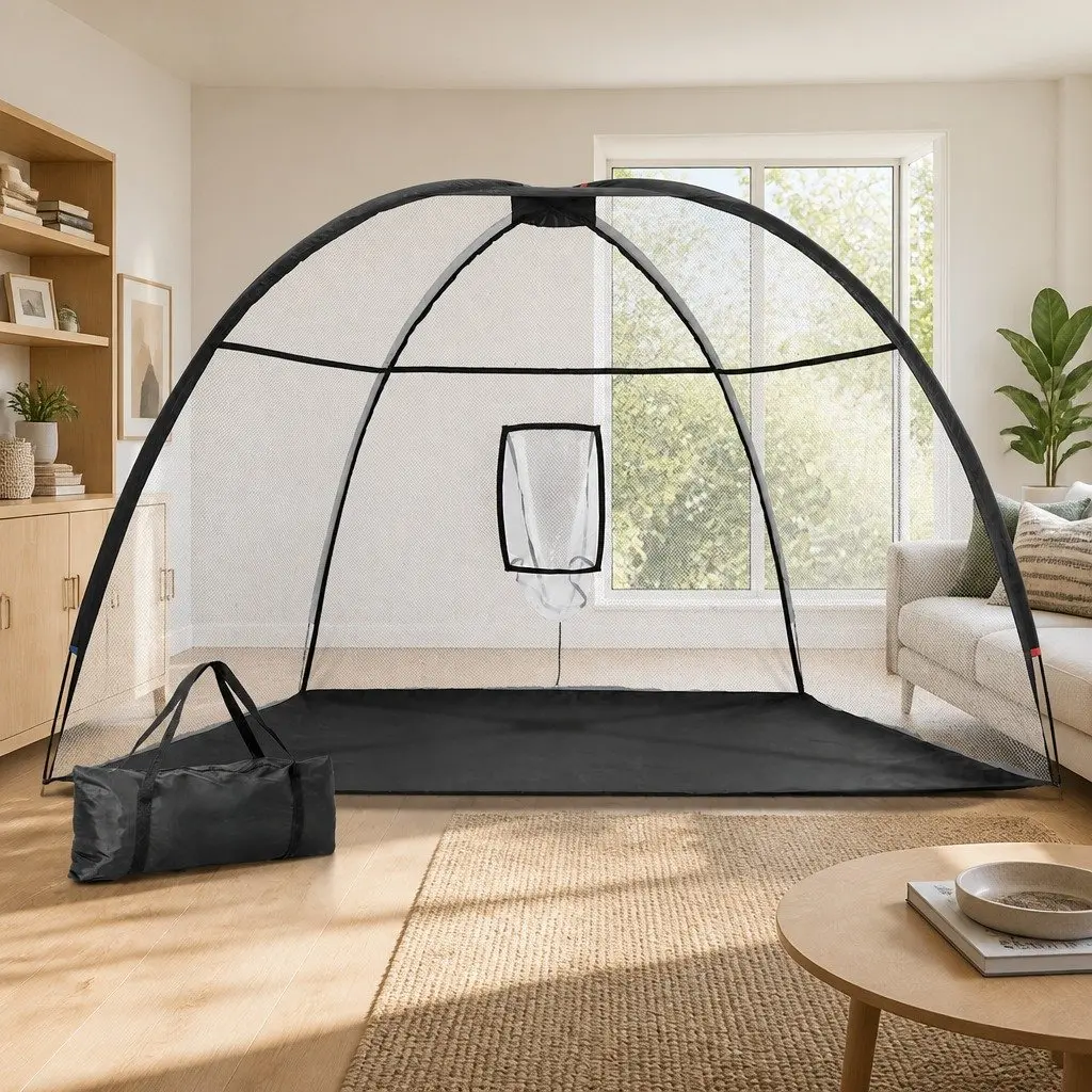 Golf Practice Net 3.5m Portable Training Aid Driving Target Tent Black Outdoor