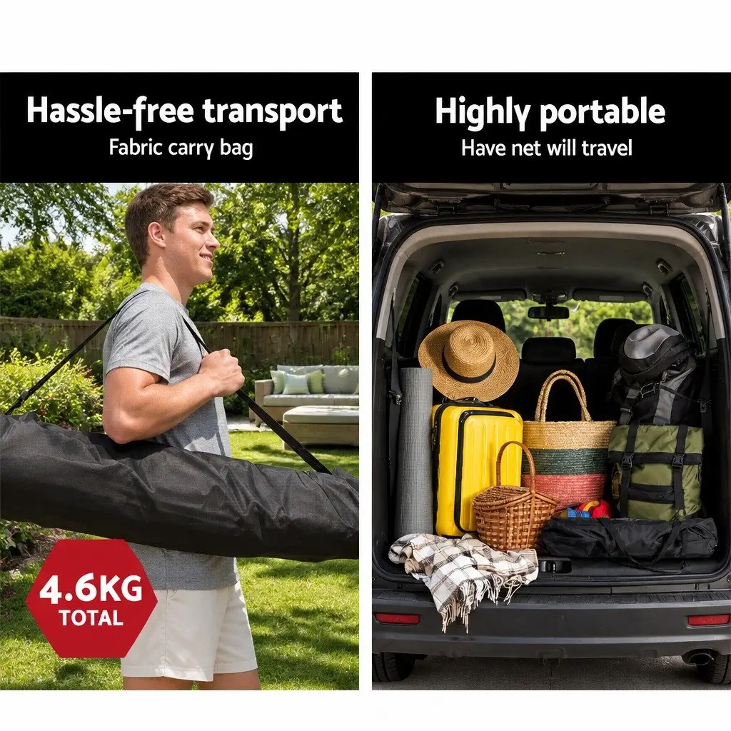 Portable Soccer Rebounder Net Football Training Goal 1.8m Black Lightweight