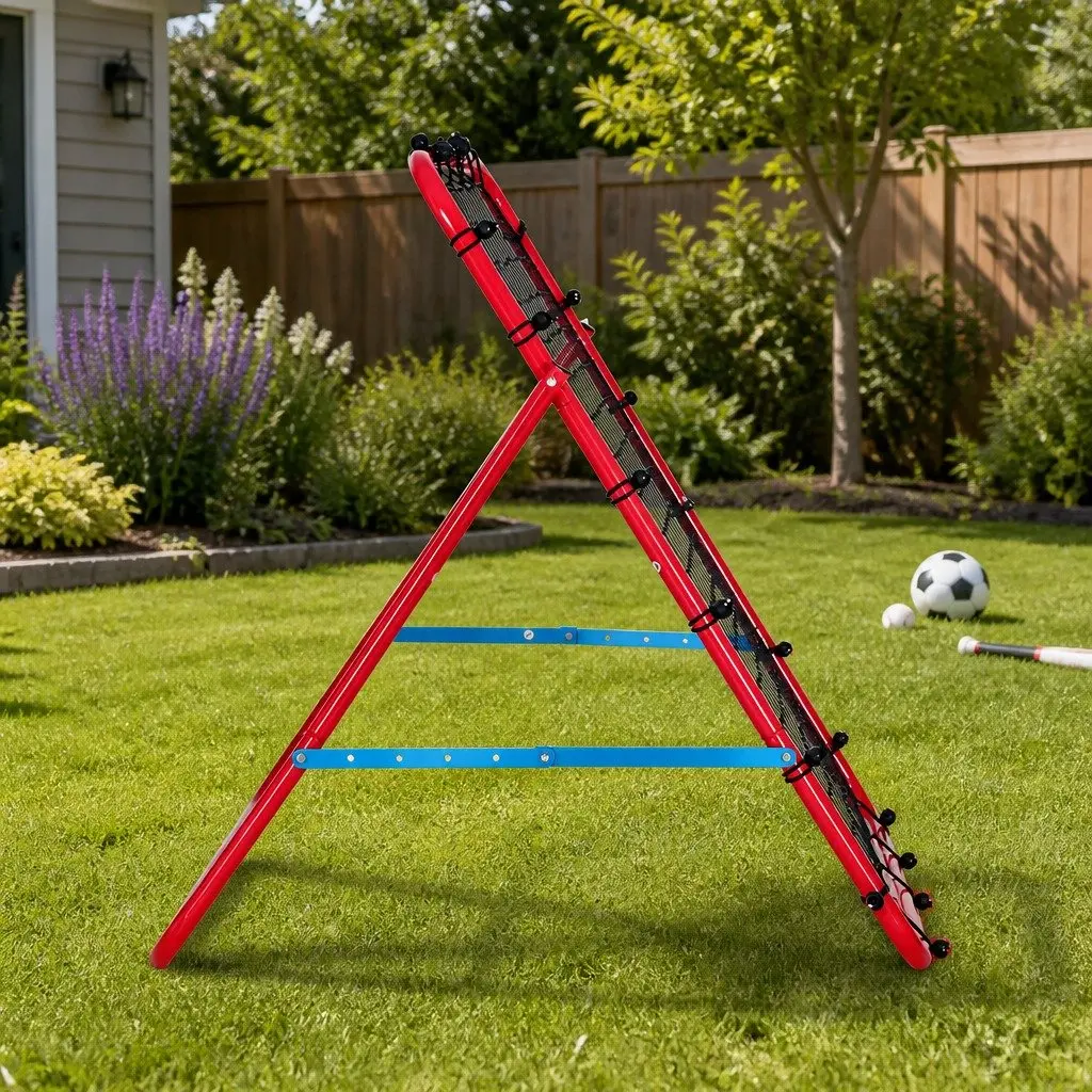 Portable Rebound Net Training Aid Soccer Baseball Football 100cm Red