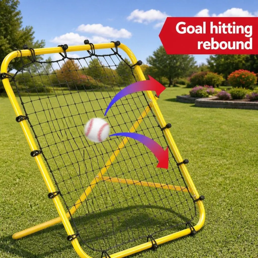 Portable Rebound Net Training Goal Soccer Football Baseball 100cm Yellow