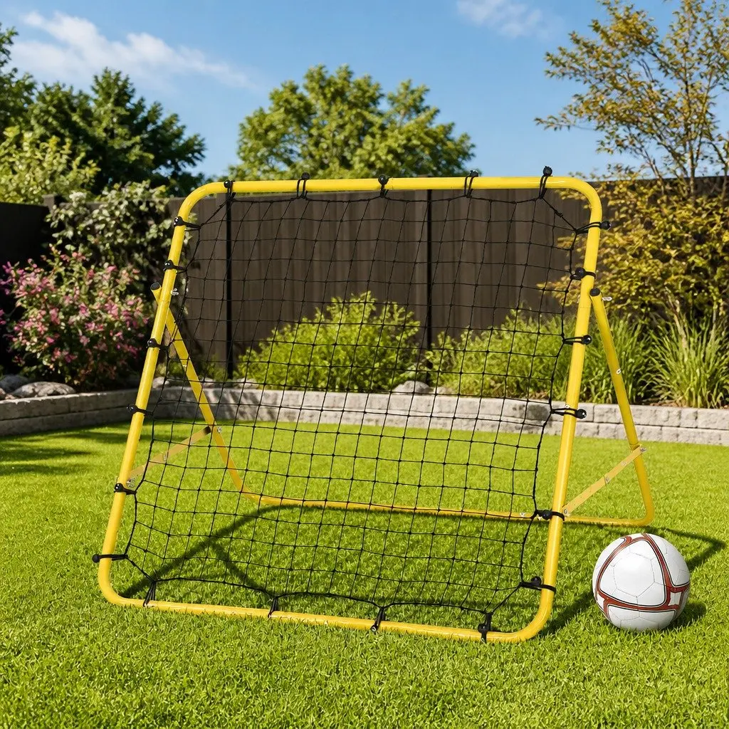 Portable Rebound Net Training Goal Soccer Football Baseball 100cm Yellow