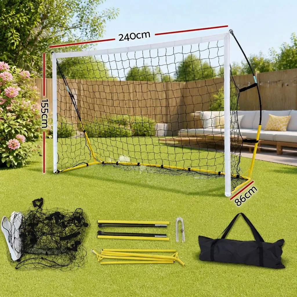 Portable Soccer Goal Net Football Training 2.4m Yellow White