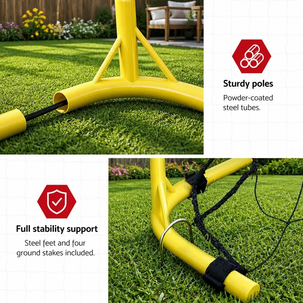 Portable Soccer Goal Net Football Training 2.4m Yellow White