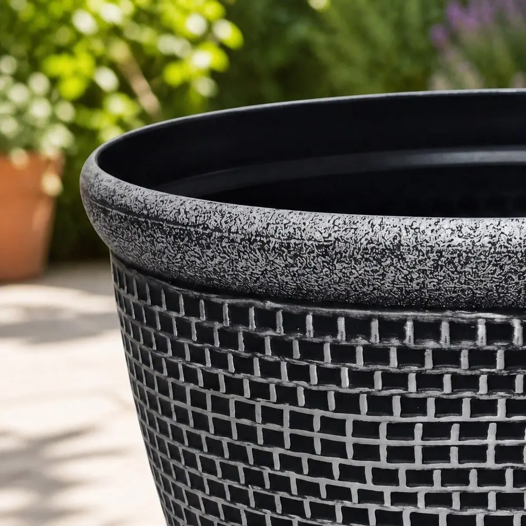 Plastic Plant Pots 36cm Outdoor Garden Planter Set 2 Pieces Drainage Holes