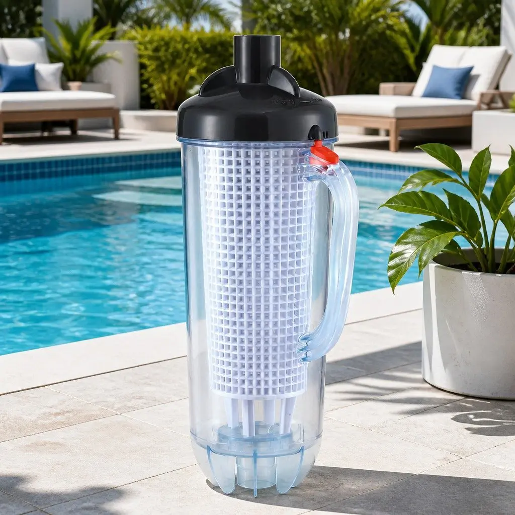 Pool Leaf Canister Cleaner Suction Catcher 15cm x 15cm x 44cm Dark Grey