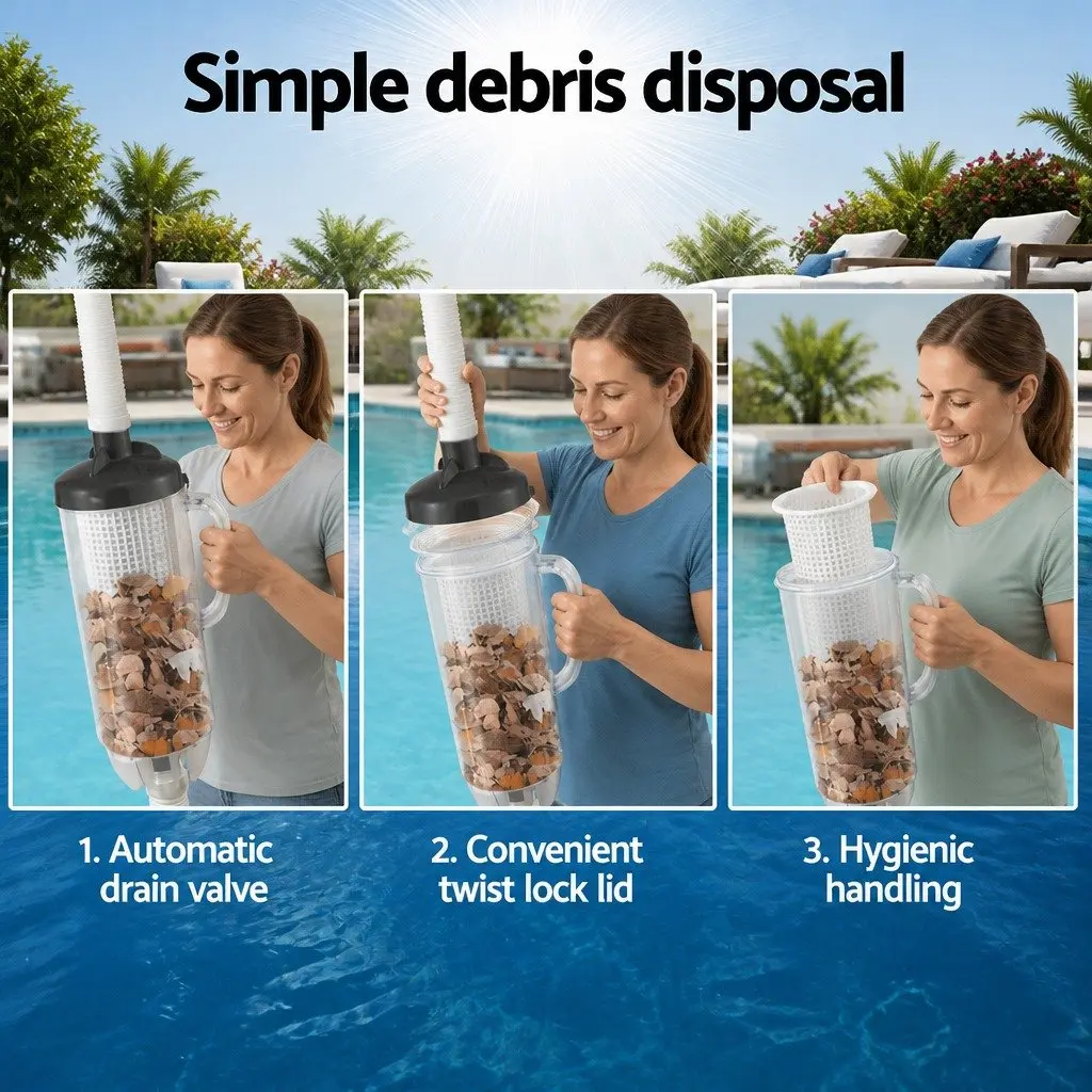 Pool Leaf Canister Cleaner Suction Catcher 15cm x 15cm x 44cm Dark Grey
