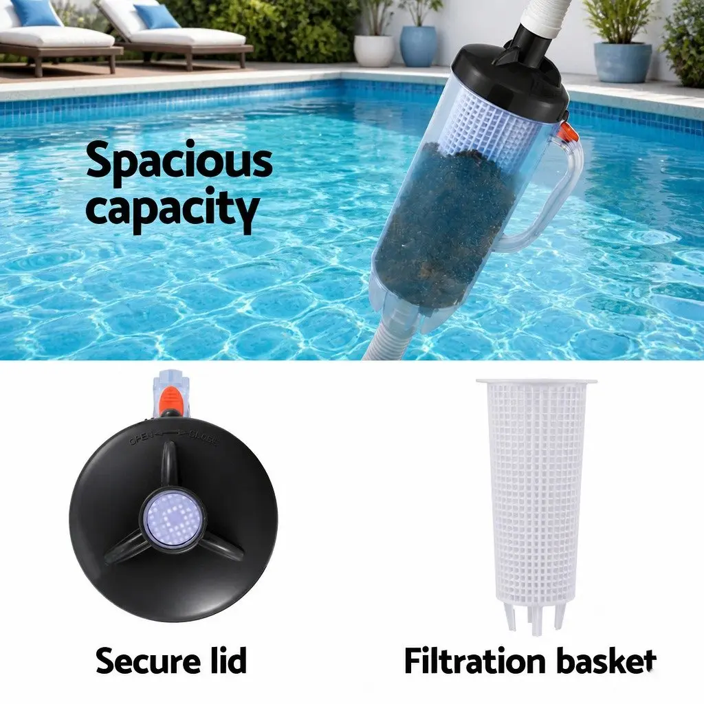 Pool Leaf Canister Cleaner Suction Catcher 15cm x 15cm x 44cm Dark Grey